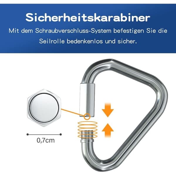 Trisse med karabinhage - Velegnet til tekstilreb op til 50 mm i diameter