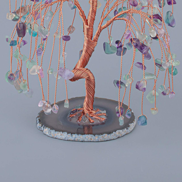 Helbredende Krystalltre Ornament Naturlig Agat Base Edelsten Penger Tre Feng Shui Figurer Dekorasjon