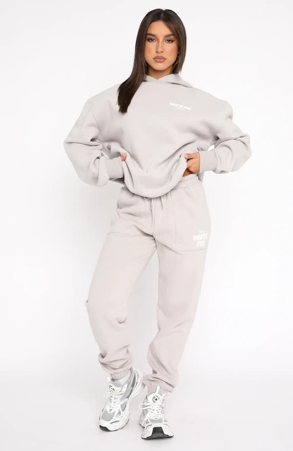 Mub- 2024 Forår og efterår Vinter Ny Trøje Sæt Mode Sport Langærmet Pullover Hættetrøje Duo Sæt Beige grå S_yux Beige gray S