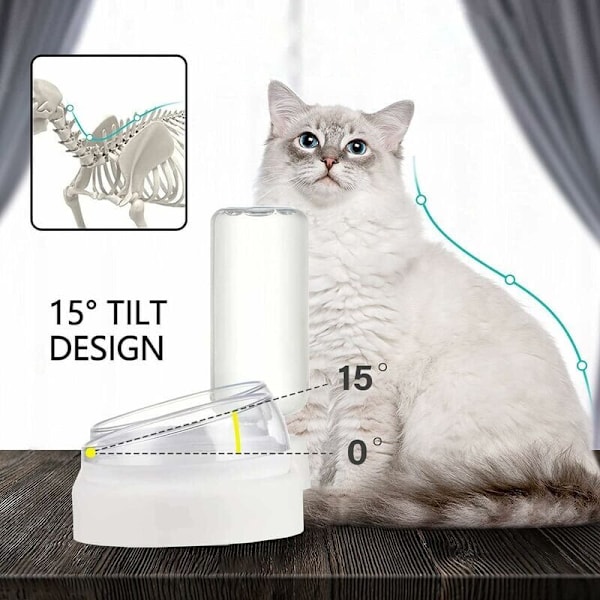 Katteskåle, 3 i 1 Automatisk Vandopbevaring Katteskåle, 15° Vinklet Dobbelt Hævet Katteskål, Anti-Opkast, Skridsikre Foderskåle til Kæledyr, D