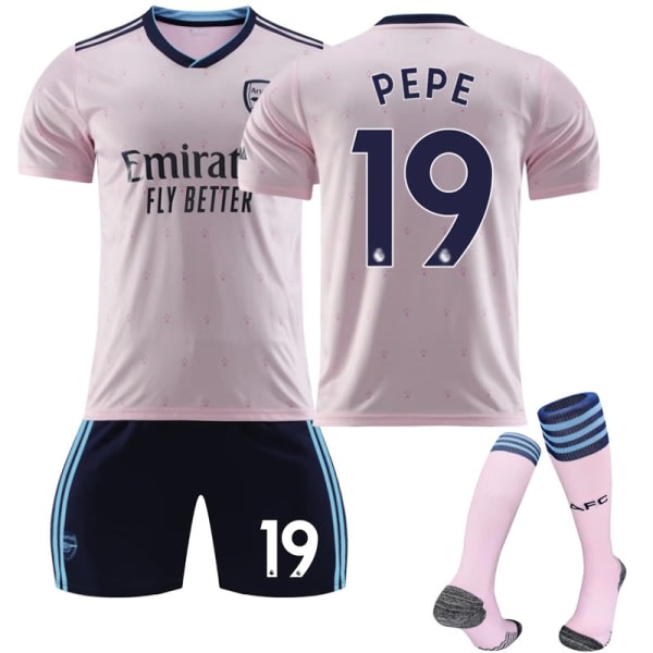 22-23 Arsenal 2 Borte Rosa Nr 9 Jesus Trøye 8 Ødegaard 19 Pepe Fotballdrakt NO.19 PEPE 24