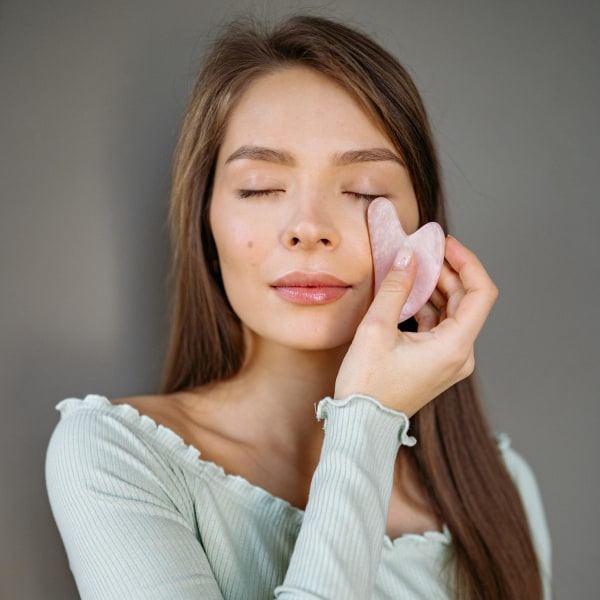 TG Gua Sha-Stein for Ansiktsmassasje - Rosa