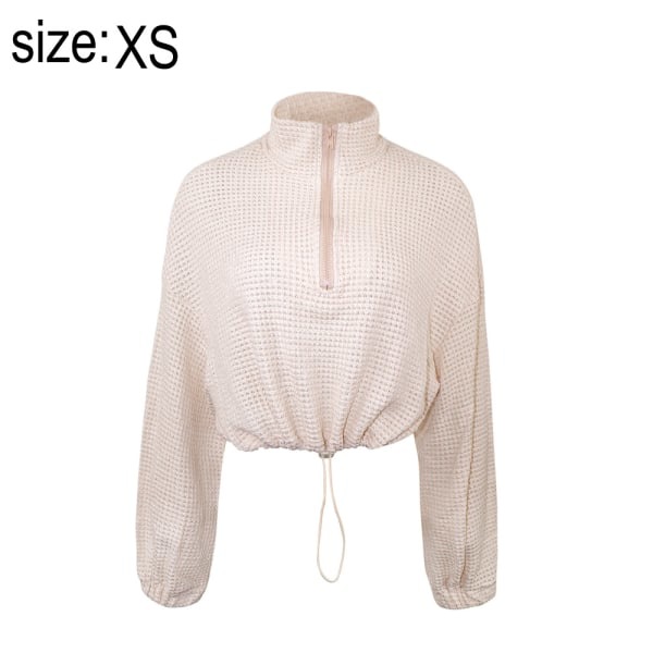 TG Kvinders Ribbet V-hals Bishop Langærmet Strikket T-shirt Crop Top XS