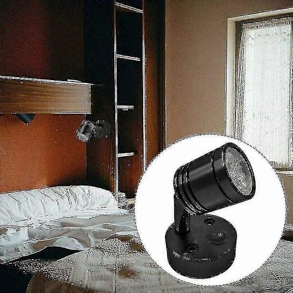 2-pak 12V LED Læsespotlys Dæmpbare Fleksible Vægsengelamper til Autocamper Campingvogn Båd Interiør Sort