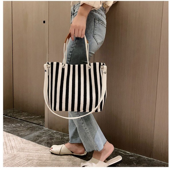 Dam Canvas Sommar Tote Väskor Small Medium Strandväska Axelväska Daglig Arbetsväska