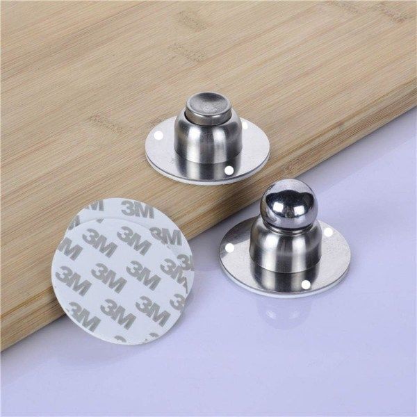 Magnetisk dörrstopp, 2-delad kraftig 3M rostfritt stål mini mjukt spänne magnetisk dörrstopp väggmonterad dörrstopp