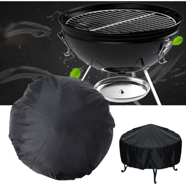 Eldstadsskydd Runt Vattentätt Eldstadstäcke -skydd Polyester Svart Utomhus Runt Grillskydd (diameter 76cm, Höjd 30cm)