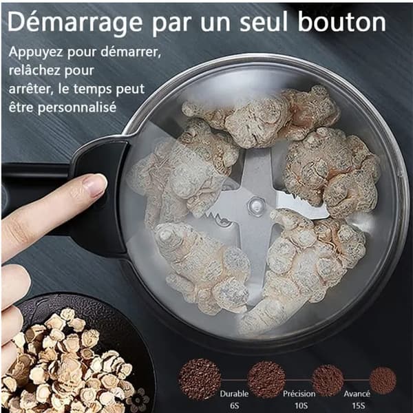 Electric Coffee Grinder, Silver Spice Grinder, One-Touch for Grinding Coffee Beans, Spices, Dried Herbs, Nuts, etc.