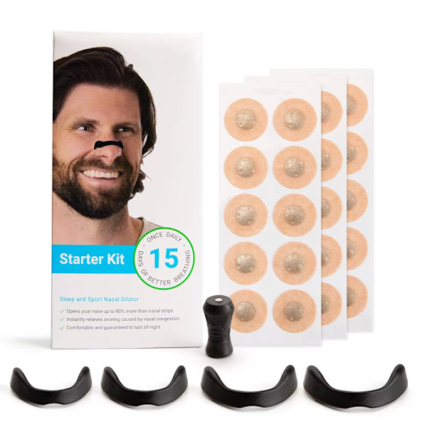 Ny nasal andningsdilator sportventilation näsplåster anti-snarkplåster magnetiskt nässtöd fabrik 15 pairs of white round stickers A