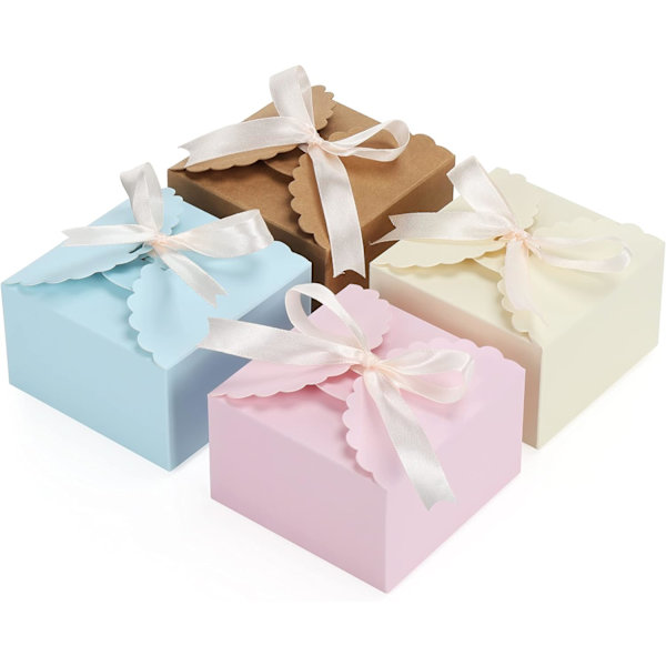 20-pak Buede Firkantede Gaveæsker - 10x10x6cm/3,94x3,94x2,36\"
