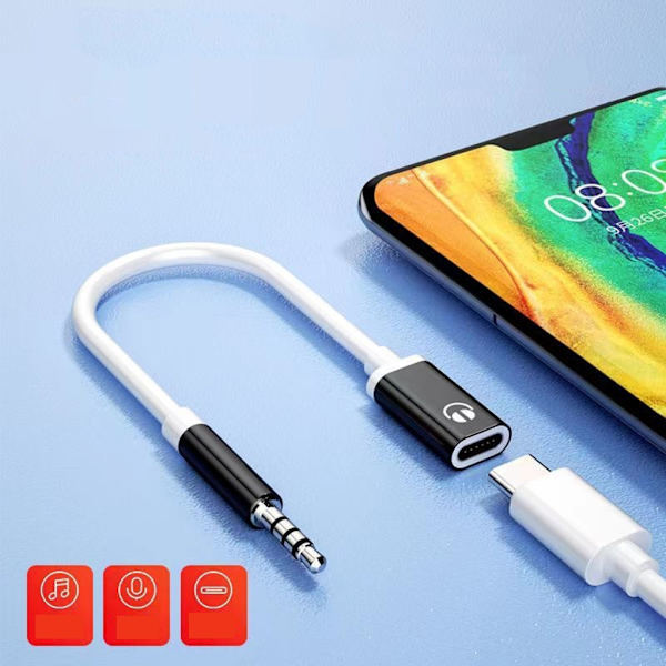 [LCS] 3,5 mm han til Type C hun hovedtelefonadapter USB C til Aux lydkabel sølv 0.02 Sølv Silver