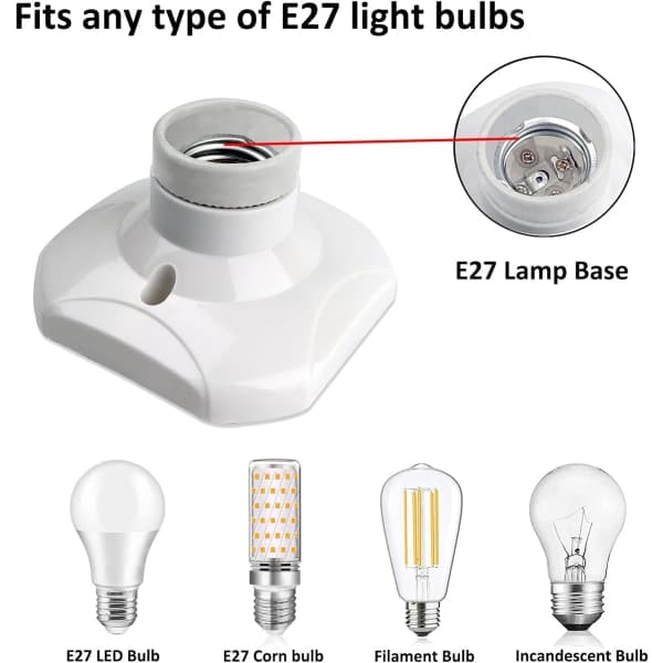 E27 Skruvlock Takfäste, E27 Garageuttag, AC 220-240V, LED-Lamphållare, Vit Plastlampfot, Set om 4 4st 4st—yux 4pc