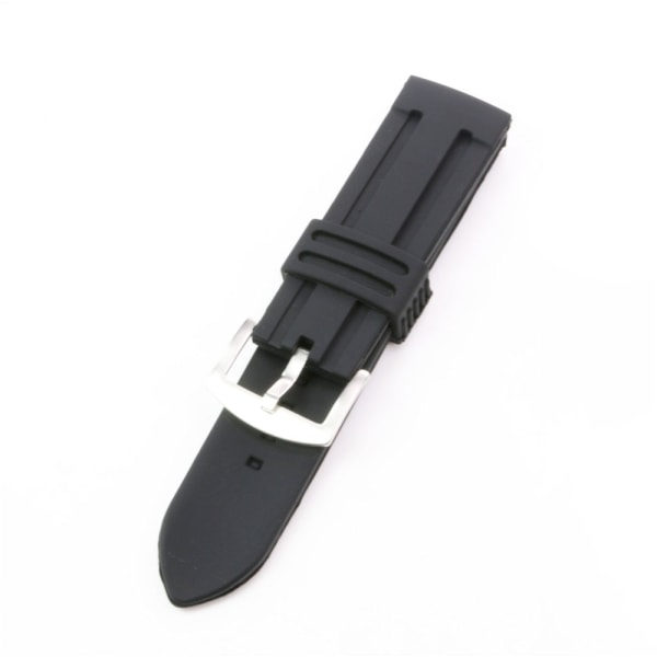 TG Klockarmband i Gummi (Gummilänk) Svart 24mm
