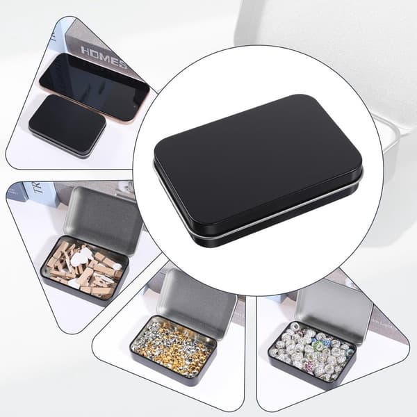 2-pack rektangulära metallburkar med lock 15x9x3 cm tomma förvaringsbehållare för godis, piller, smycken, pyssel