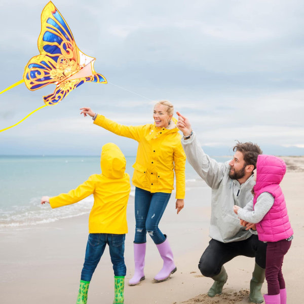 Sommerfugl-drage til børn og voksne - Let at flyve, stor enkel-linje drage til stranden