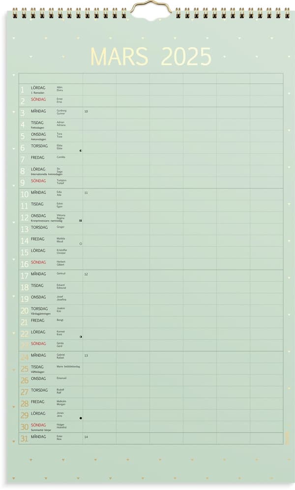 Familiekalender 2025 Farve
