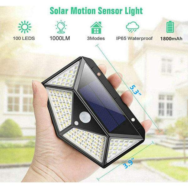 Outdoor Solar Lights, 100LED/3-Mode 270° Light Angle Motion Sensor Security Light, IP65 Waterproof Wall Lamp, Power, Light,