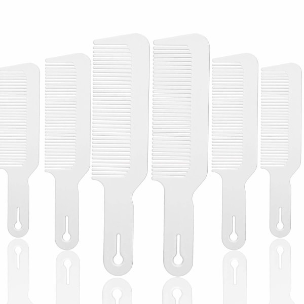 TG 6-pakks kammer, 9-tommers Clipper-kammer Flat Clipper-kam Barberblanding kam Varmebestandig (hvit)