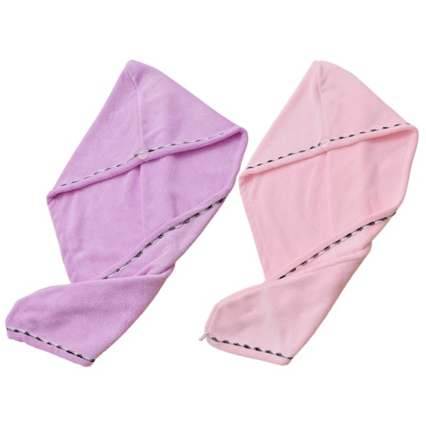 TG 2-pack mikrofiberhårhandduksomslag, snabbtorkande hårhatt ljuslila + ljusrosa