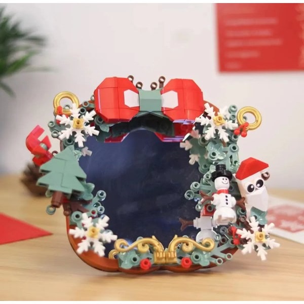 Julepuslesett med byggeklosser 3D-fotoramme Flere juledekorasjoner DIY-leker Fargerike