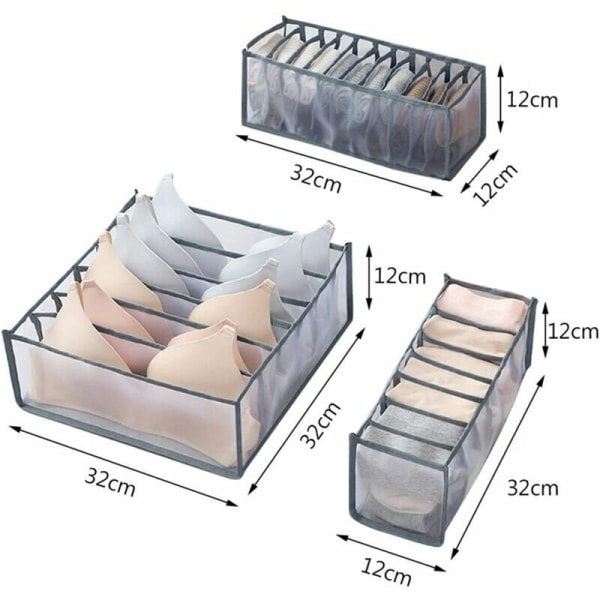 6 stk Undertøyboks Organizer Foldbar Oppbevaringsboks Stor Kapasitet Sideboks Oppbevaringsboks for Oppbevaring av Undertøy, Sokker, BH-er