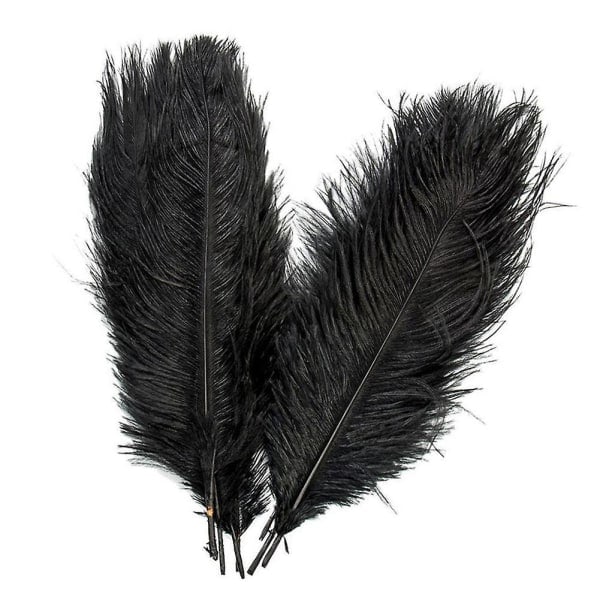 10 stk. Strudsefjer Centerpiece Bryllupsfest Borddekoration 30-35cm Sort