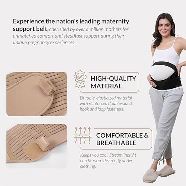 Maternity band - Maternity belly band - Back - Abdominal and pelvic support - Abdominal support - Adjustable - Lumbar support (Black - XXL)