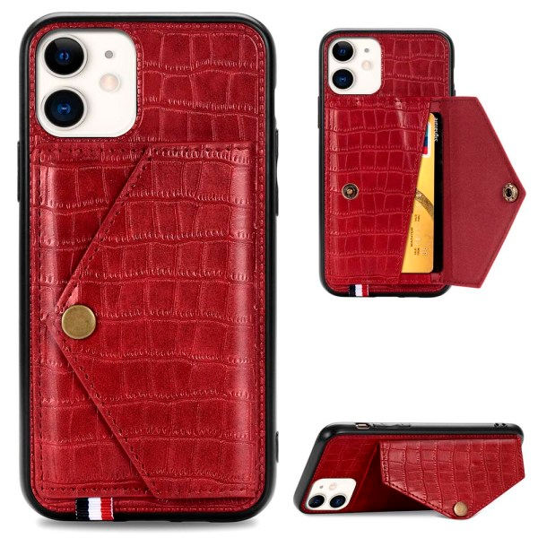 TG Elegant Ohut Kotelo Korttitaskulla - iPhone 11 Punainen