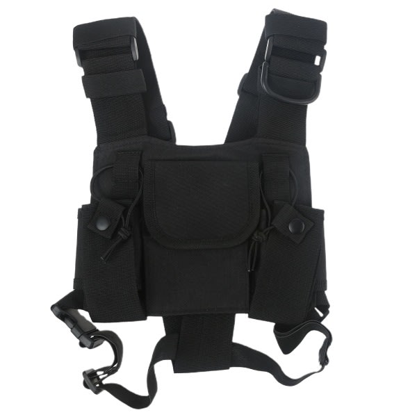 Svart Universal Radio Chest Harness Rig H?lster Pack f?r Universal Walkie Talkie