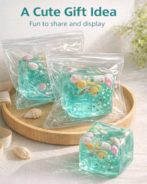 Ocean Squishy Stress Cube Sensorisk Fidget Legetøj, Langsomt Stigende TPR Klemmelegetøj til Børn Voksne Kontor Skole, Blå 2-pak 2-Pack