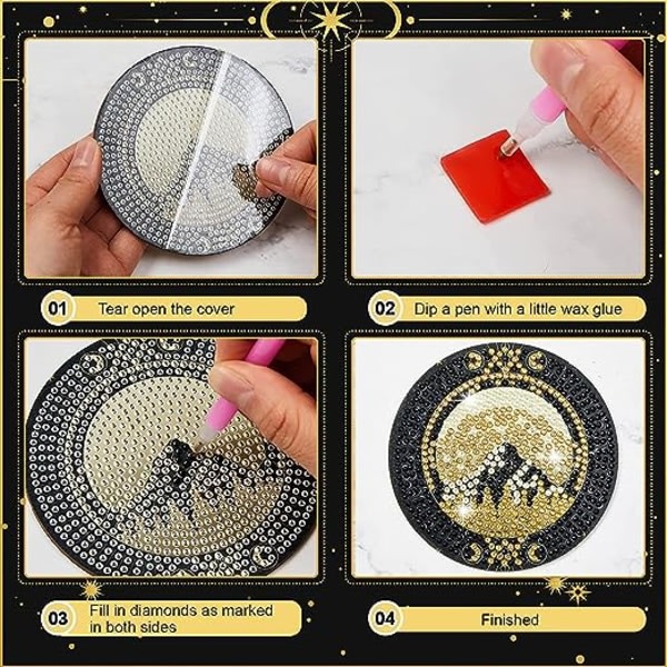 8 deler gjenbrukbare DIY Tarot Underlag, Tarot Coaster Kit