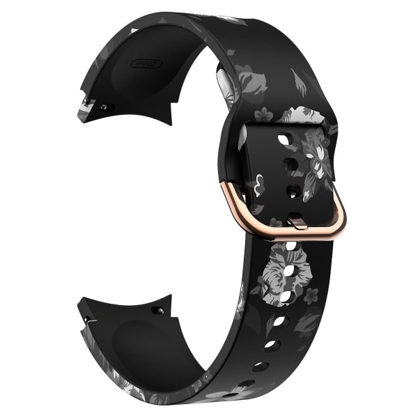 Tryckt klockarmband för Samsung Galaxy Watch4 Classic 42/46mm/Aktiv 40/44mm Grå blomma