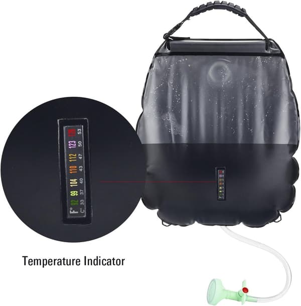Solardusjpose, RISEPRO 5 gallons/20L Solvarmet Premium Camping Dusjpose Varmtvann med Temperatur 45°C