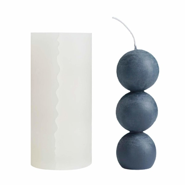 3D Formstøbeform, Bollar Støbeform Silikon Lysform Til Lysfremstilling Kalebas Støbeform 3 Efter Hinanden Boller Geometrisk Form