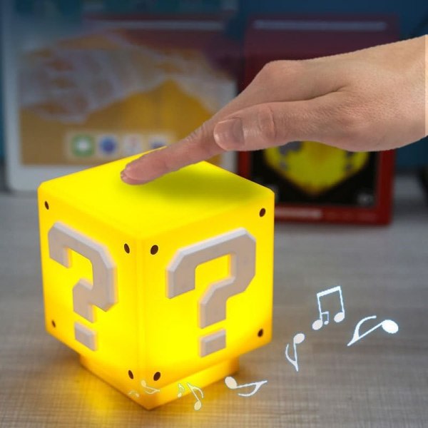 Mini Mario Spørgsmålstegn Blok Lampe, LED Cube Lys med samme Lyd