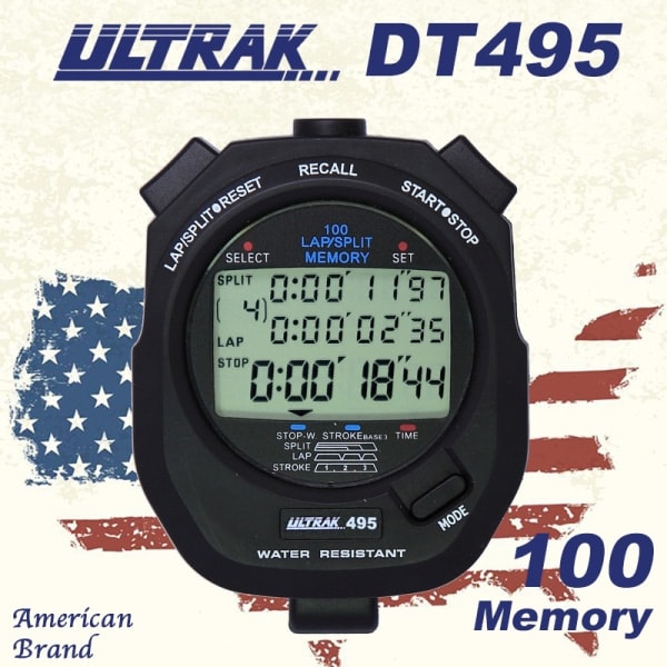 Ultrak 495 - 100 Dobbelt Delbart Minne Stoppur - Svart