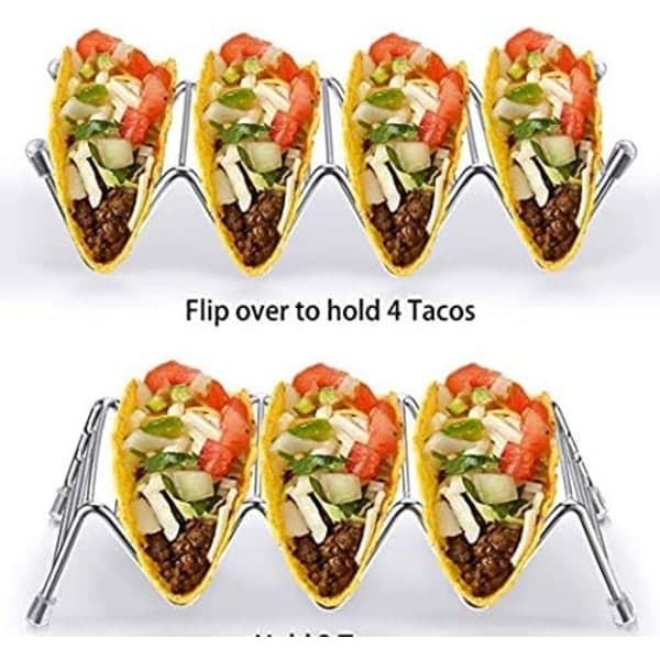 Taco Holder 4-pak rustfrit stål taco stativ Taco stativ Plads til op til 16 hårde eller bløde tacos