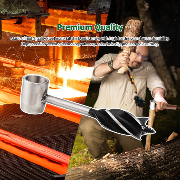 Överlevnadsverktyg 4-kant manuell skruvnyckel Bushcraft Scotch Eye handborr för träbearbetning Camping vedklyvning (storlek: läder shea
