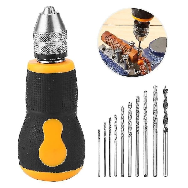Micro Mini Handborrverktyg, Portabelt Set med Små Handborr och 10 st Spiralborr 0,8-3,0