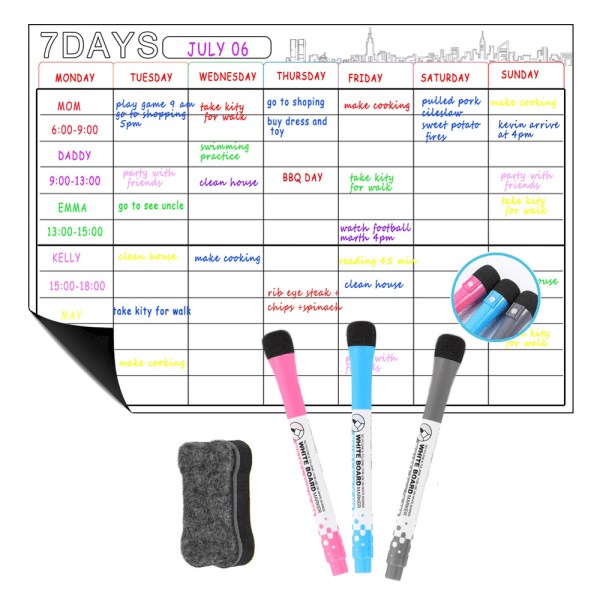 Dry Erase Kylsk?p Magnetisk Kalender - Whiteboard Magnetisk