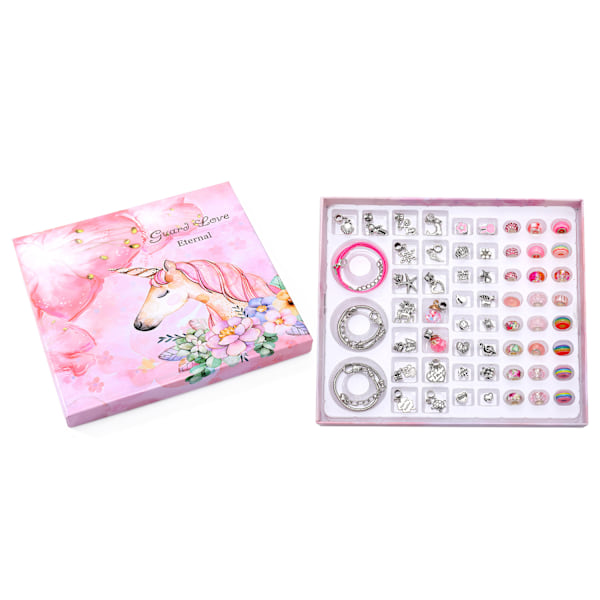Amazon Bästsäljande Presentask Kristall Armband Barnset DIY Retro Armband Utsökt Smyckespresentask Present pink