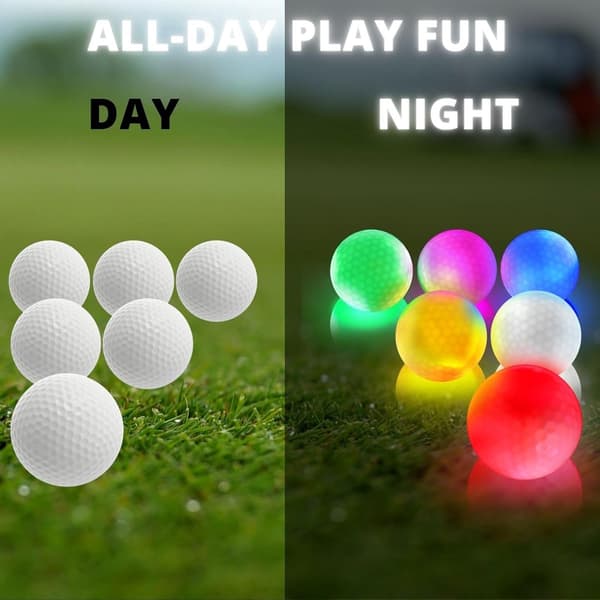 Golfbolde - 6 stk. - Selvlysende golfbolde - LED-belyste golfbolde - Multifarvet_yu