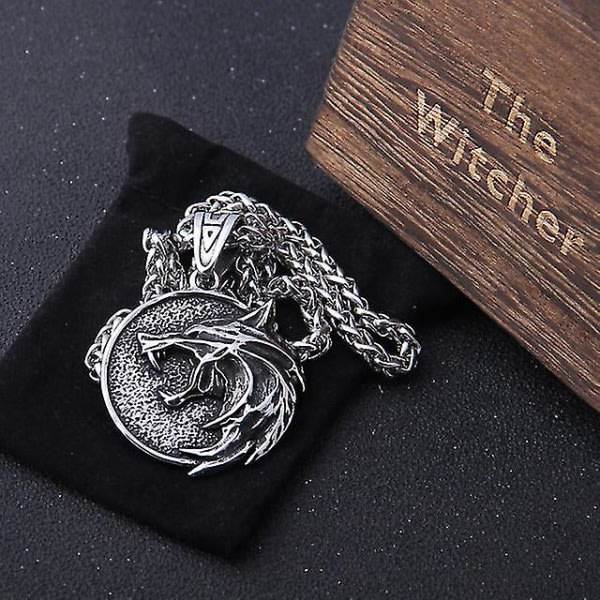 The Wizard Wolf Head Pendant Halskæde til Geralt med The Wild Hunt 3 figur TV - 50cm