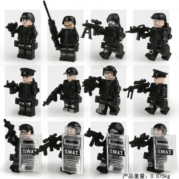 12 stk SWAT Militær Mann Puslespillblokk Barnegave B