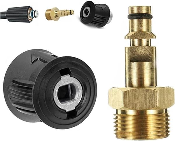Högtryckstvätt Snabbkopplingsadapter, Mässing M22-koppling, 220 Bar/3200 PSI, Kompatibel med Kärcher K2-K7, För Rengöringstillbehör
