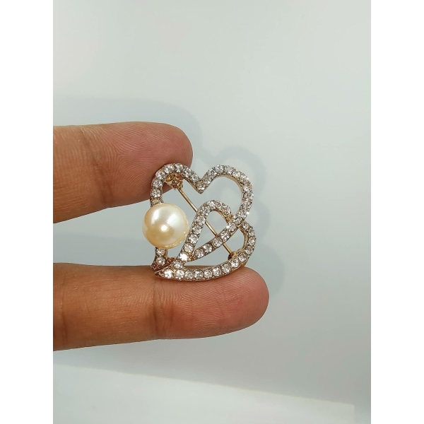 Hjerte Brosje Pins Gull Krystall Rhinestone