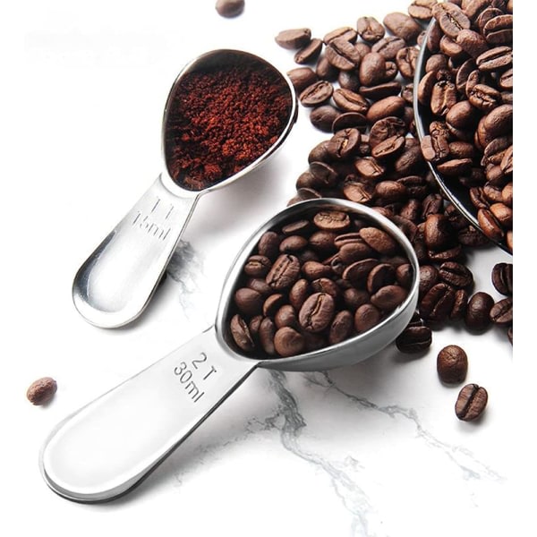 Kaffemätskedar i rostfritt stål, 2-pack