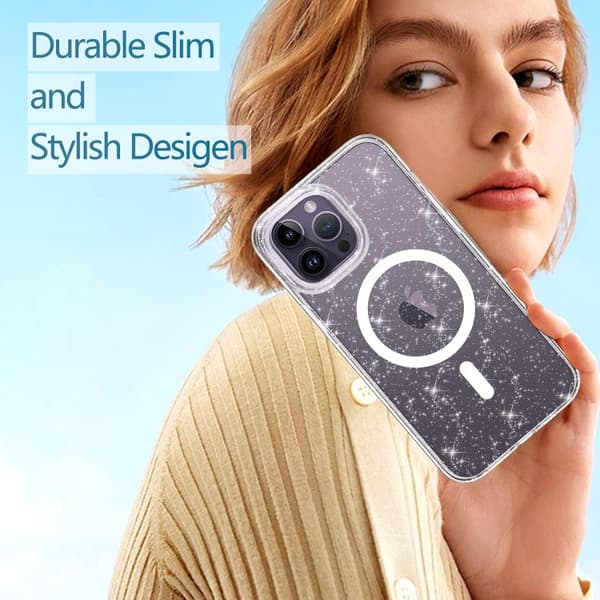 Compatible with iPhone 13 - Glitter MagSafe Case Shockproof Transparent_yux Transparent