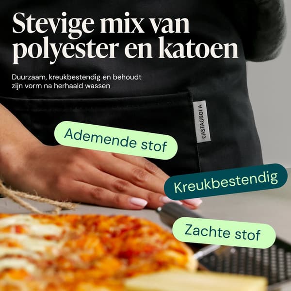 Vatten- och fläckavvisande kockförkläde med justerbart spänne och extra stora fickor, unisex köksförkläde för matlagning, grillning och restaurang, svart