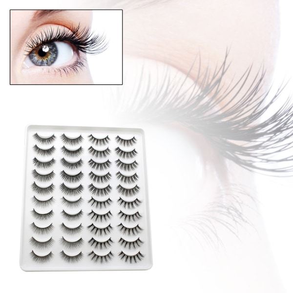 Lösgonfransar Faux 3D-fransar Naturligt Utseende Fluffiga Cat-Eye Wispy-fransar Återanvändbart Paket 4 Blandad Stil 20 Par Style 208